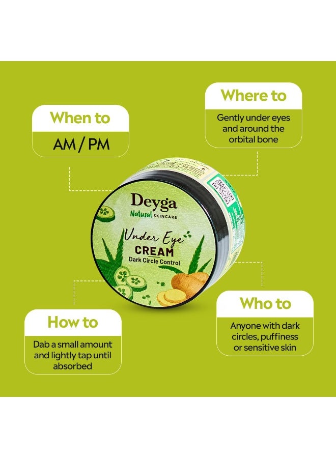 Deyga Under Eye Cream 15g | Lightens Dark Circles, Reduces Puffiness & Fine Lines | Chemical-Free | For Men & Women - Image 3